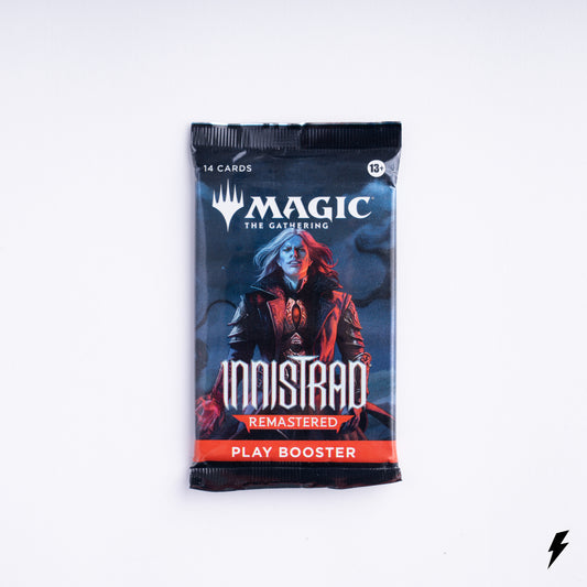 Innistrad Remastered Play Booster Pack Magic The Gathering sealed 14 card pack featuring vampire artwork on dark themed packaging